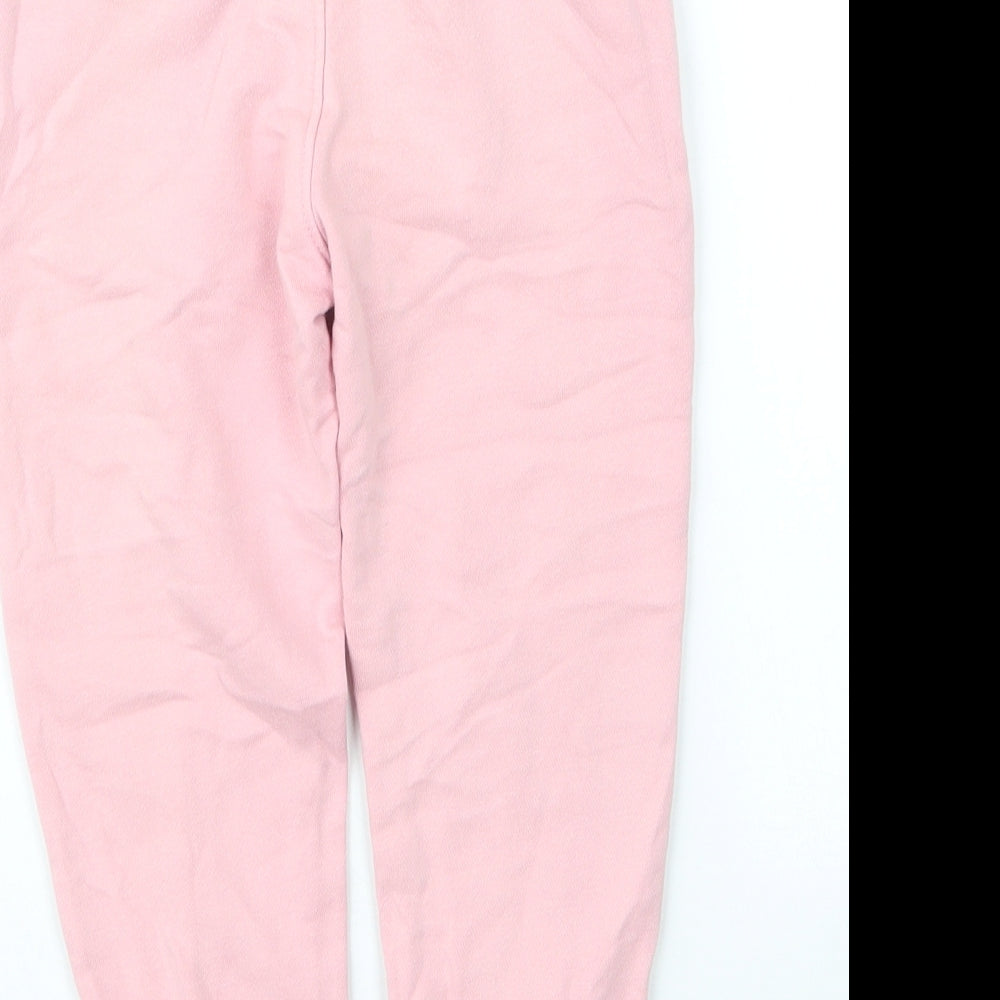 M&S Girls Pink  Cotton Sweatpants Trousers Size 4 Years  Regular Drawstring