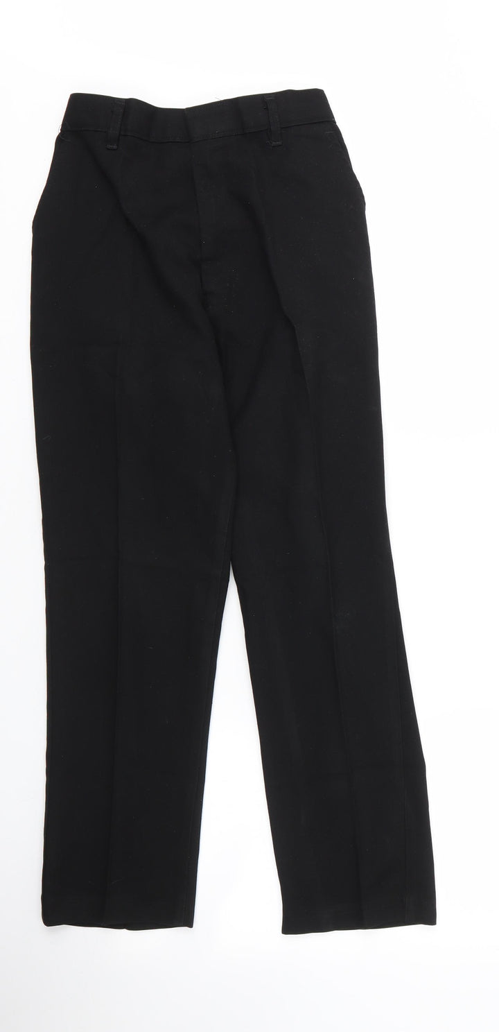Preworn Boys Black Viscose Capri Trousers Size 12 Years L24 in Regular Zip