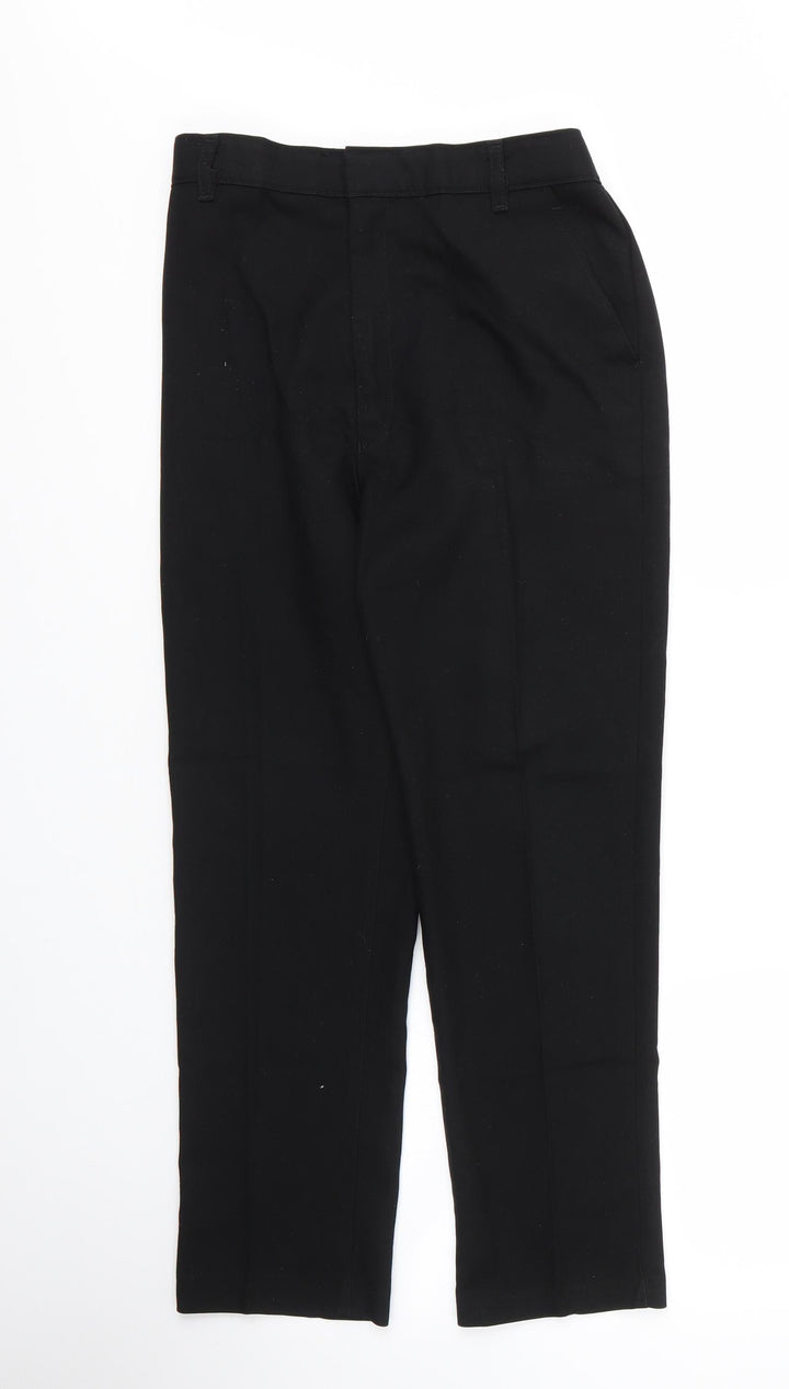 Preworn Boys Black  Viscose Capri Trousers Size L L26 in Regular Zip