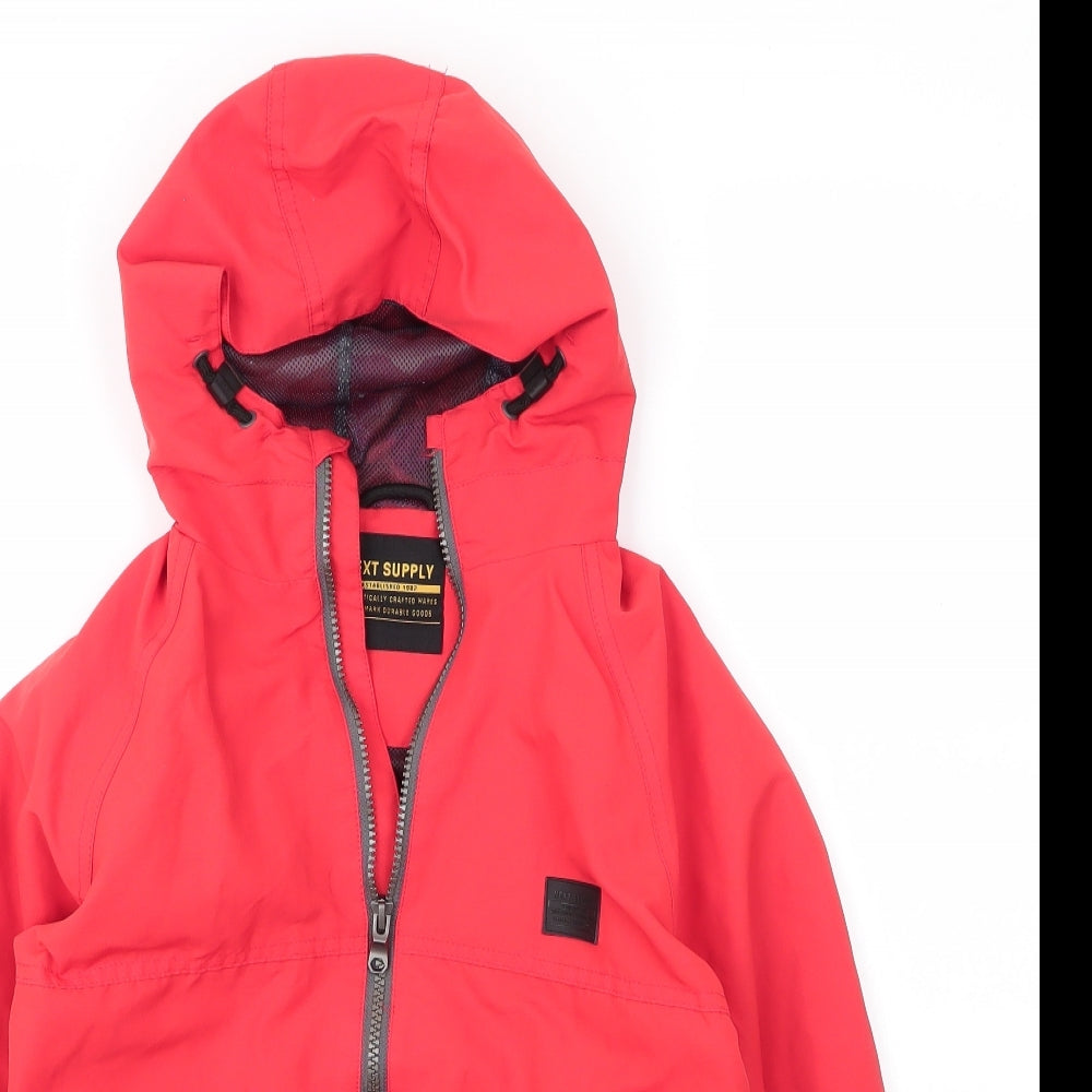 NEXT Boys Red   Parka Coat Size 7 Years  Zip