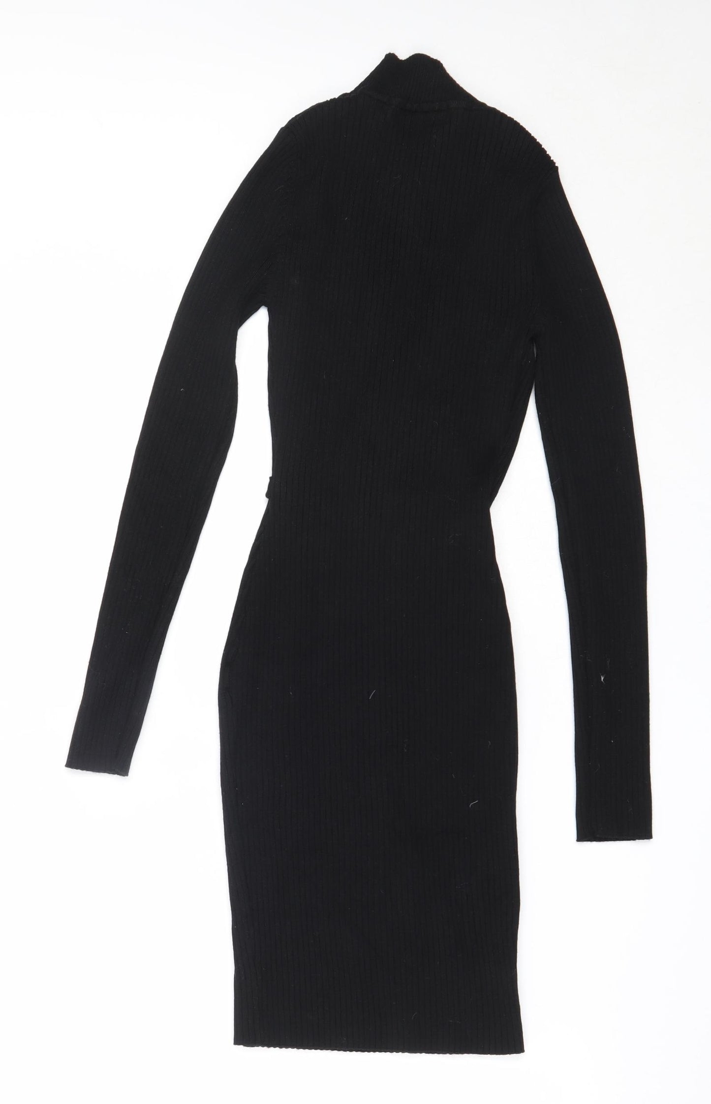 LU NYC Womens Black  Viscose Bodycon  Size S  V-Neck