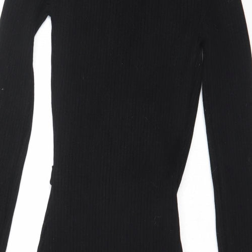 LU NYC Womens Black  Viscose Bodycon  Size S  V-Neck