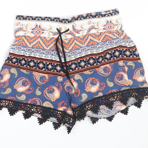 Lupilu Girls Blue Geometric Viscose Cropped Trousers Size 18 Months