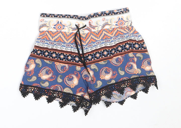 Lupilu Girls Blue Geometric Viscose Cropped Trousers Size 18 Months