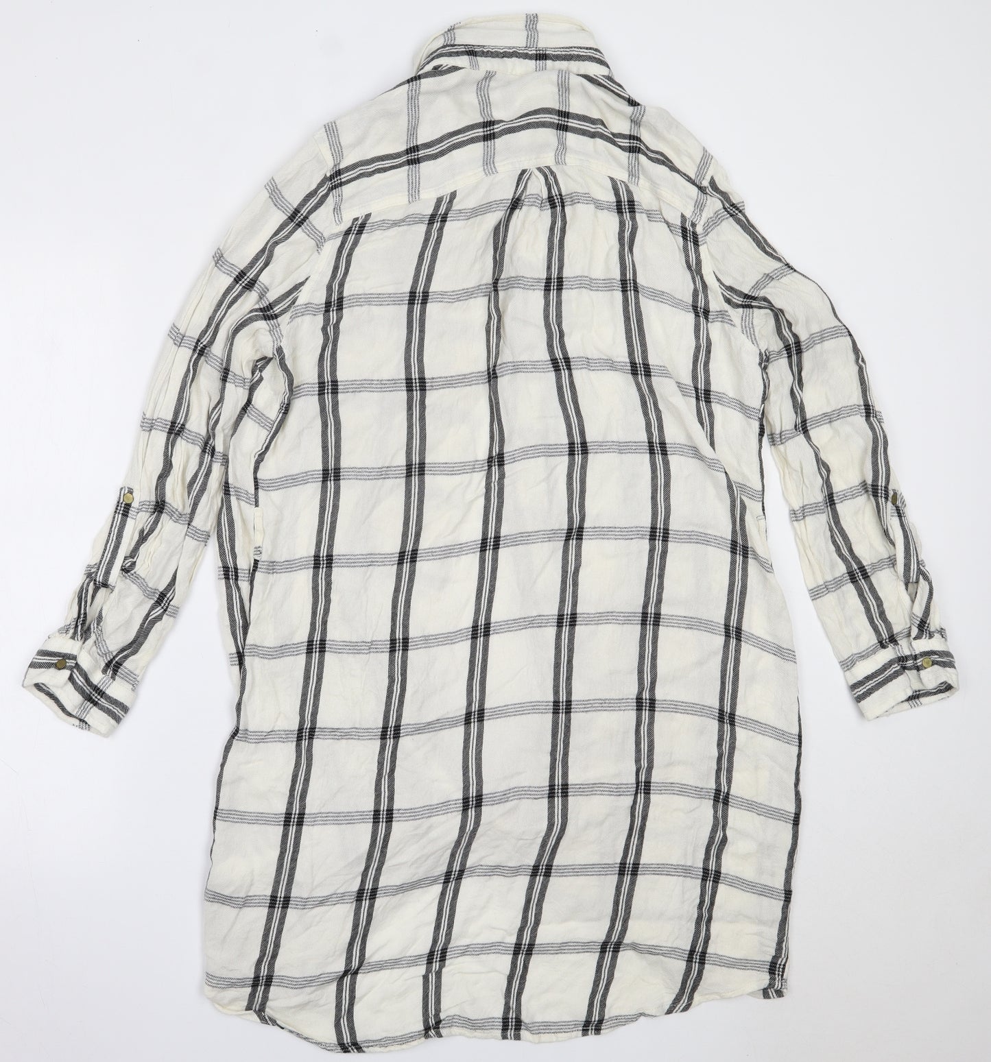 F&F Womens Ivory Check Viscose Shirt Dress  Size 16  Collared