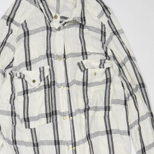 F&F Womens Ivory Check Viscose Shirt Dress  Size 16  Collared