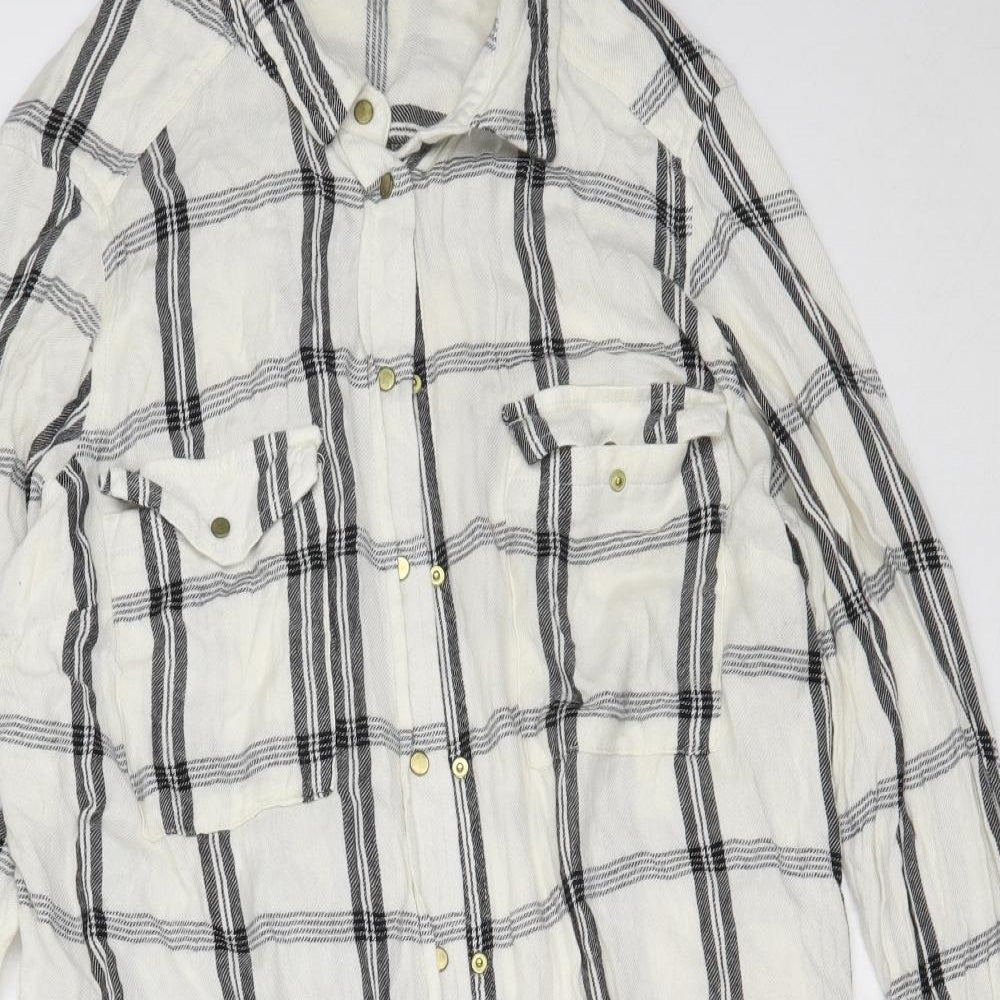F&F Womens Ivory Check Viscose Shirt Dress  Size 16  Collared