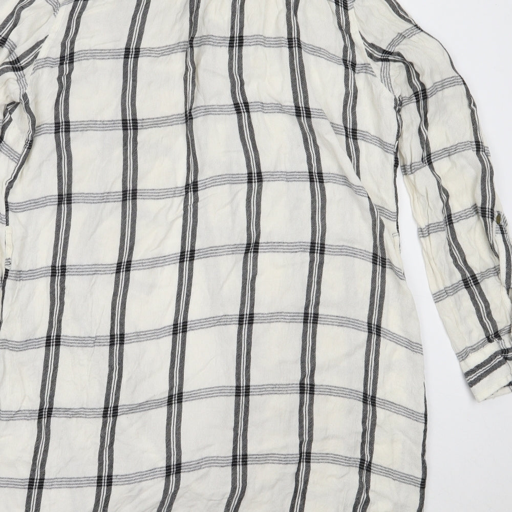 F&F Womens Ivory Check Viscose Shirt Dress  Size 16  Collared