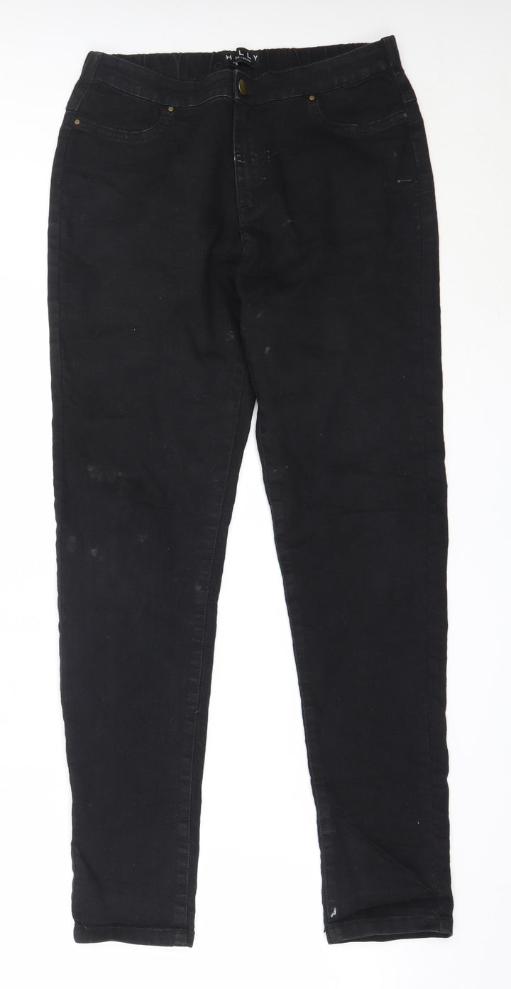 Peacocks Womens Black Cotton Skinny Jeans Size 12 L28 in Regular