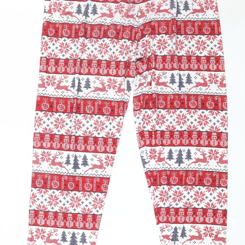 Primark Mens Red Fair Isle Polyester  Pyjama Pants Size M   - christmas