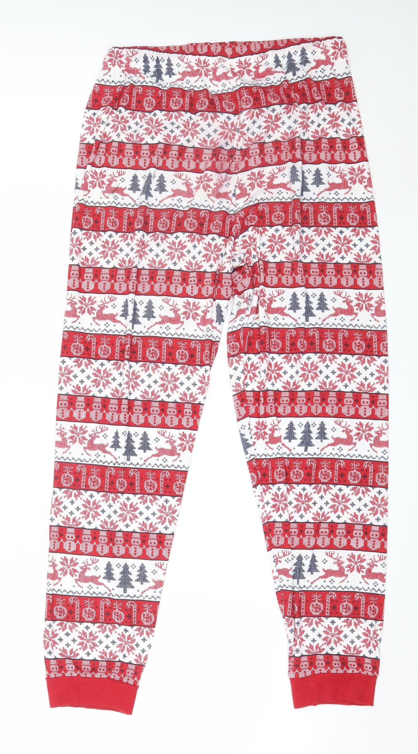 Primark Mens Red Fair Isle Polyester  Pyjama Pants Size M   - christmas