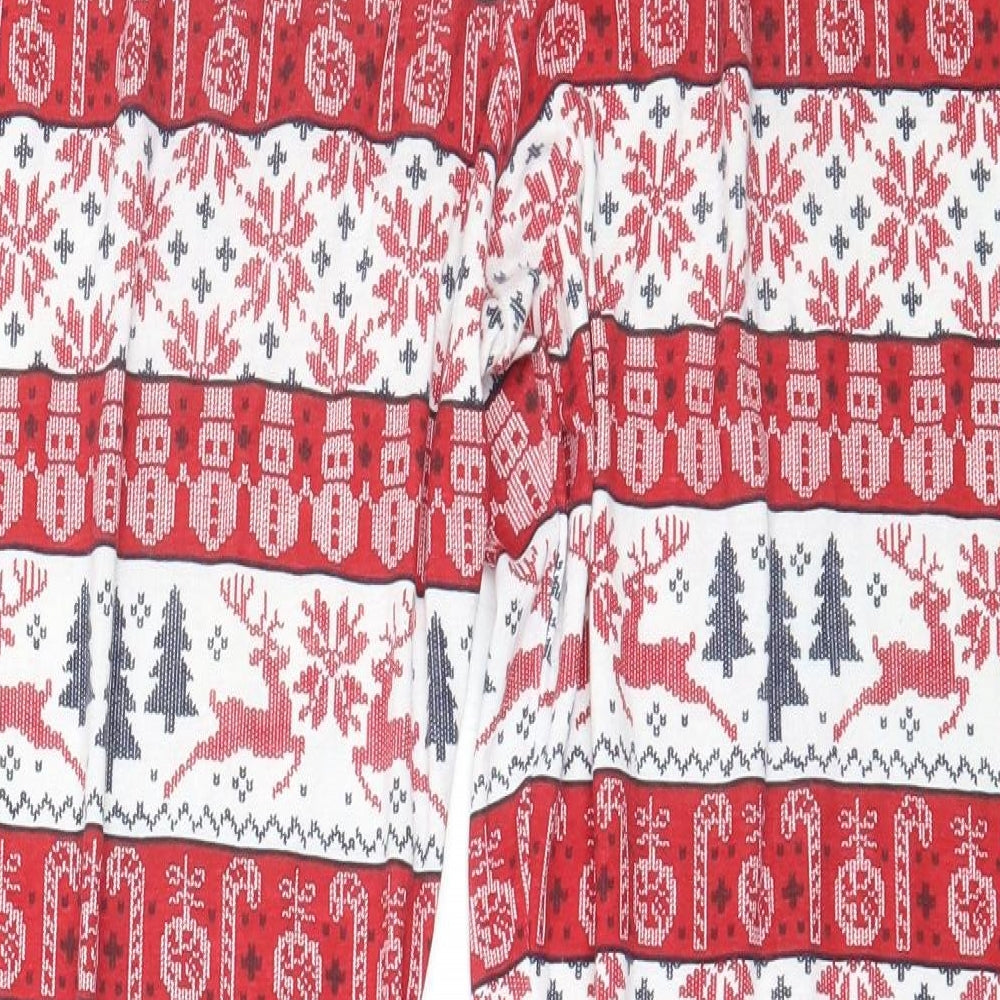Primark Mens Red Fair Isle Polyester  Pyjama Pants Size M   - christmas