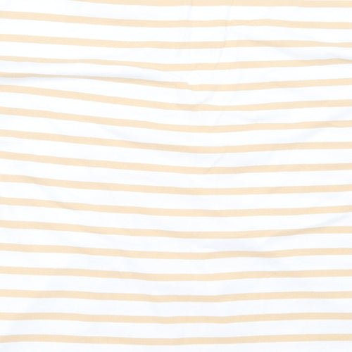 U Collection Womens Ivory Striped Cotton Basic T-Shirt Size 18 V-Neck