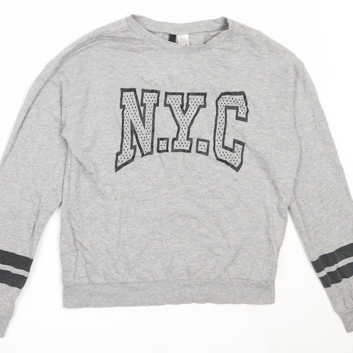 H&M Womens Grey  Cotton Pullover Sweatshirt Size S