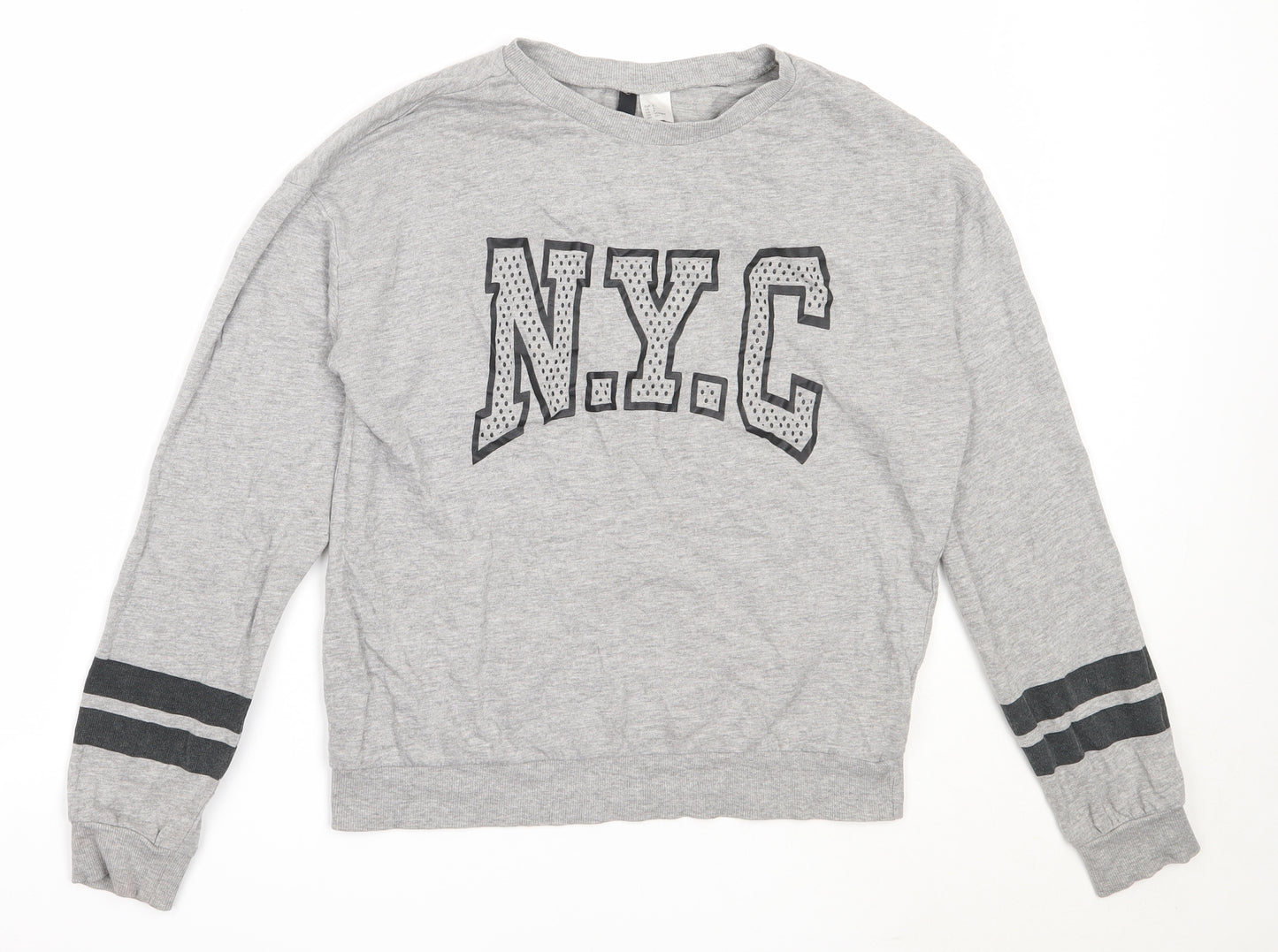 H&M Womens Grey  Cotton Pullover Sweatshirt Size S