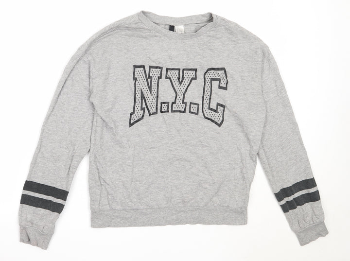H&M Womens Grey  Cotton Pullover Sweatshirt Size S