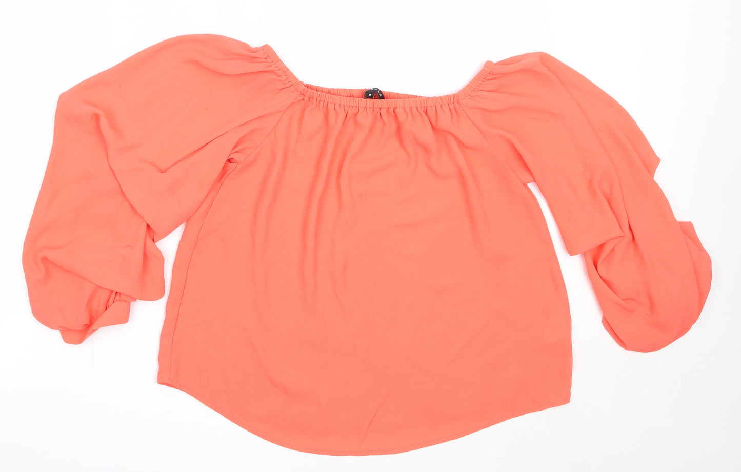 Peacocks Womens Orange  Polyester Basic Blouse Size 8 Off the Shoulder