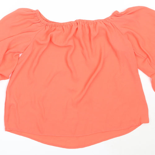 Peacocks Womens Orange  Polyester Basic Blouse Size 8 Off the Shoulder