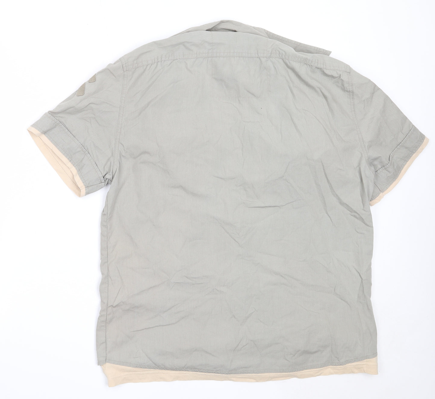 Preworn Mens Grey  Cotton  Button-Up Size L Collared