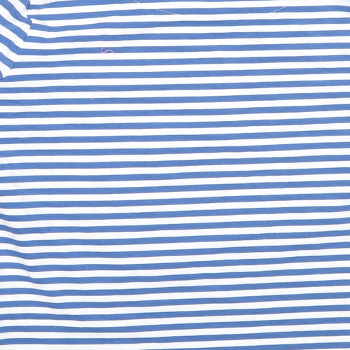 John Lewis Girls Blue Striped Cotton Basic T-Shirt Size 8 Years Round Neck