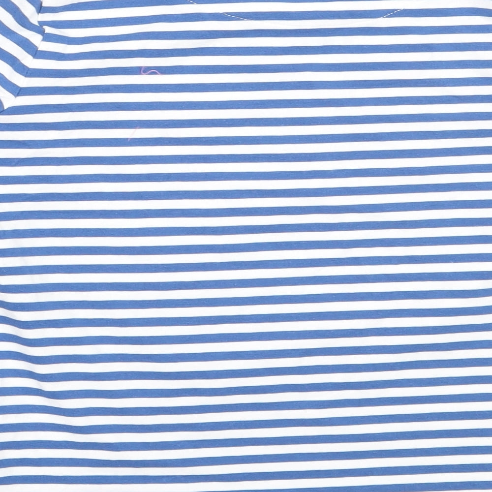 John Lewis Girls Blue Striped Cotton Basic T-Shirt Size 8 Years Round Neck