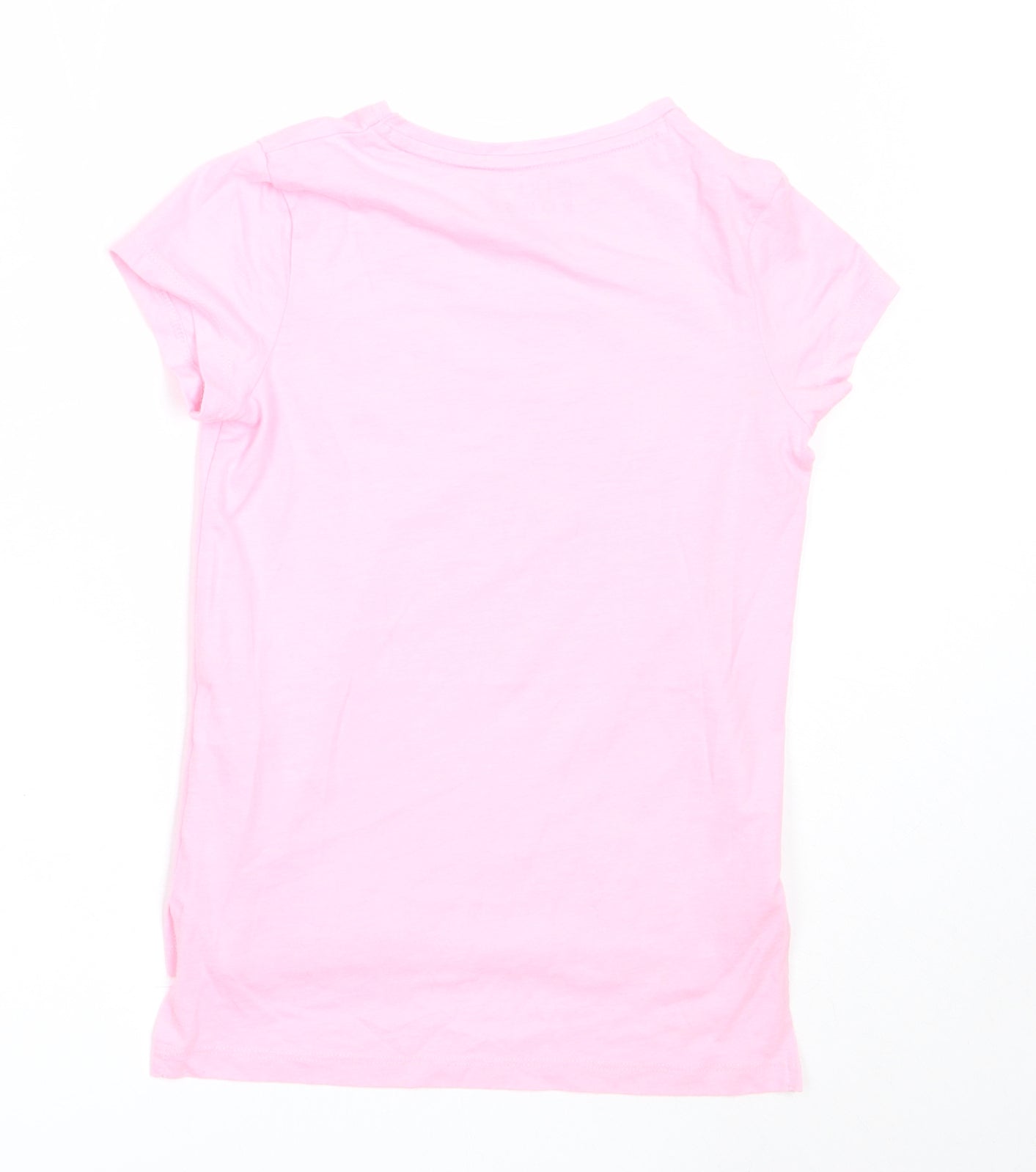 F&F Girls Pink  Cotton Basic T-Shirt Size 7-8 Years Round Neck