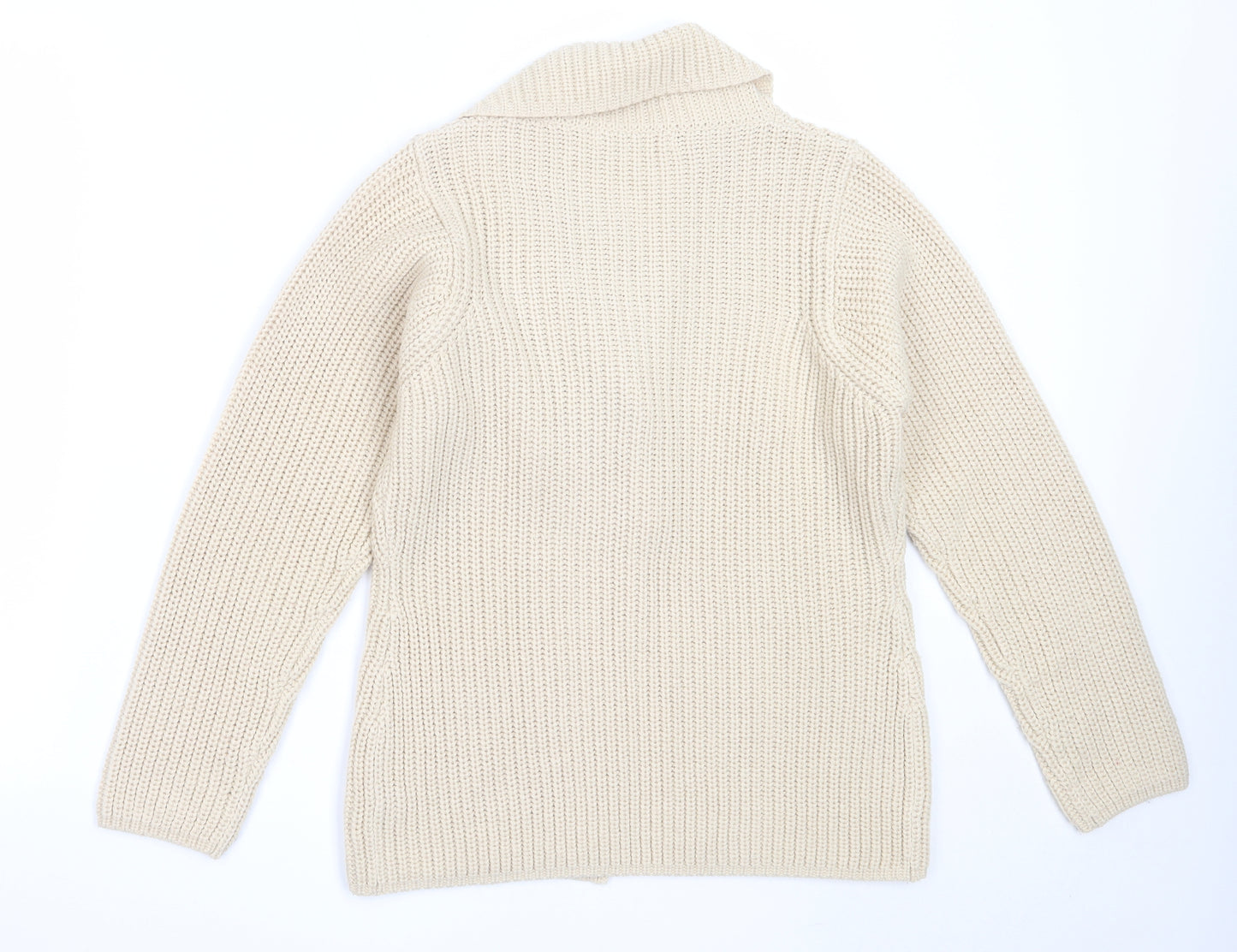 EWM Womens Beige V-Neck  Acrylic Cardigan Jumper Size S