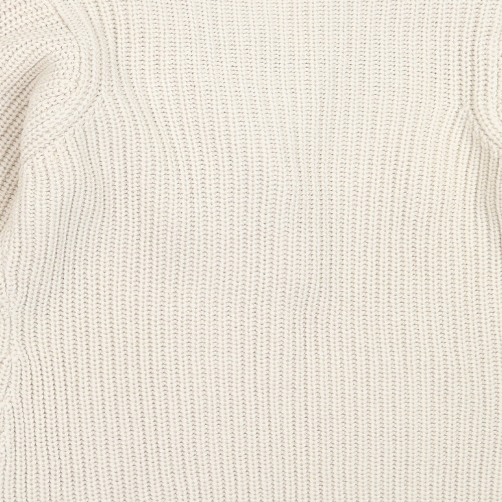 EWM Womens Beige V-Neck  Acrylic Cardigan Jumper Size S