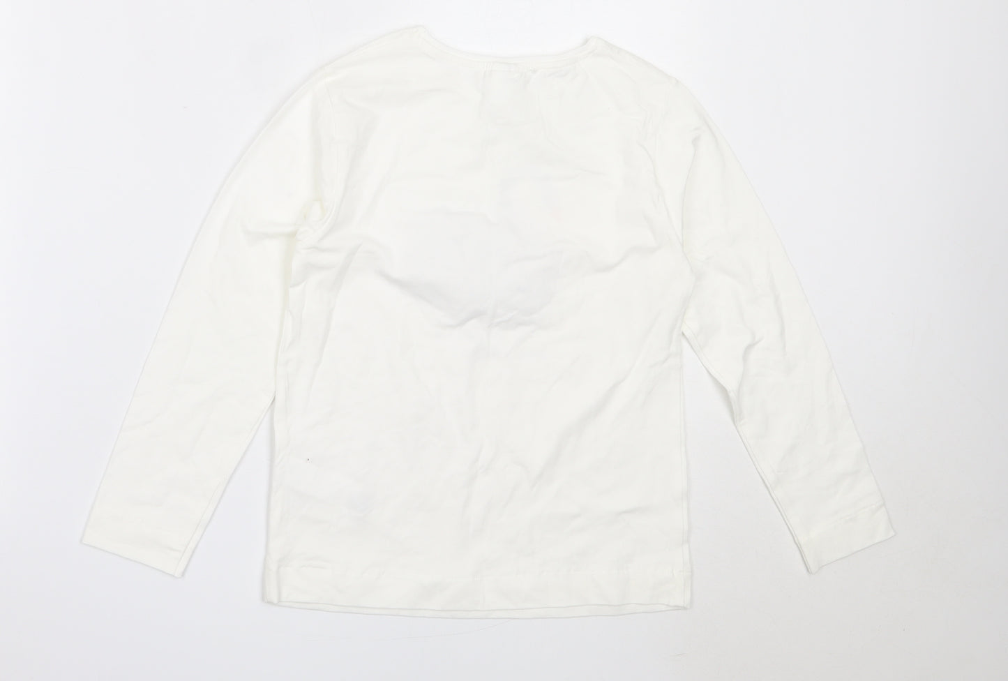 Zara Girls White  Cotton Basic T-Shirt Size 9 Years Round Neck