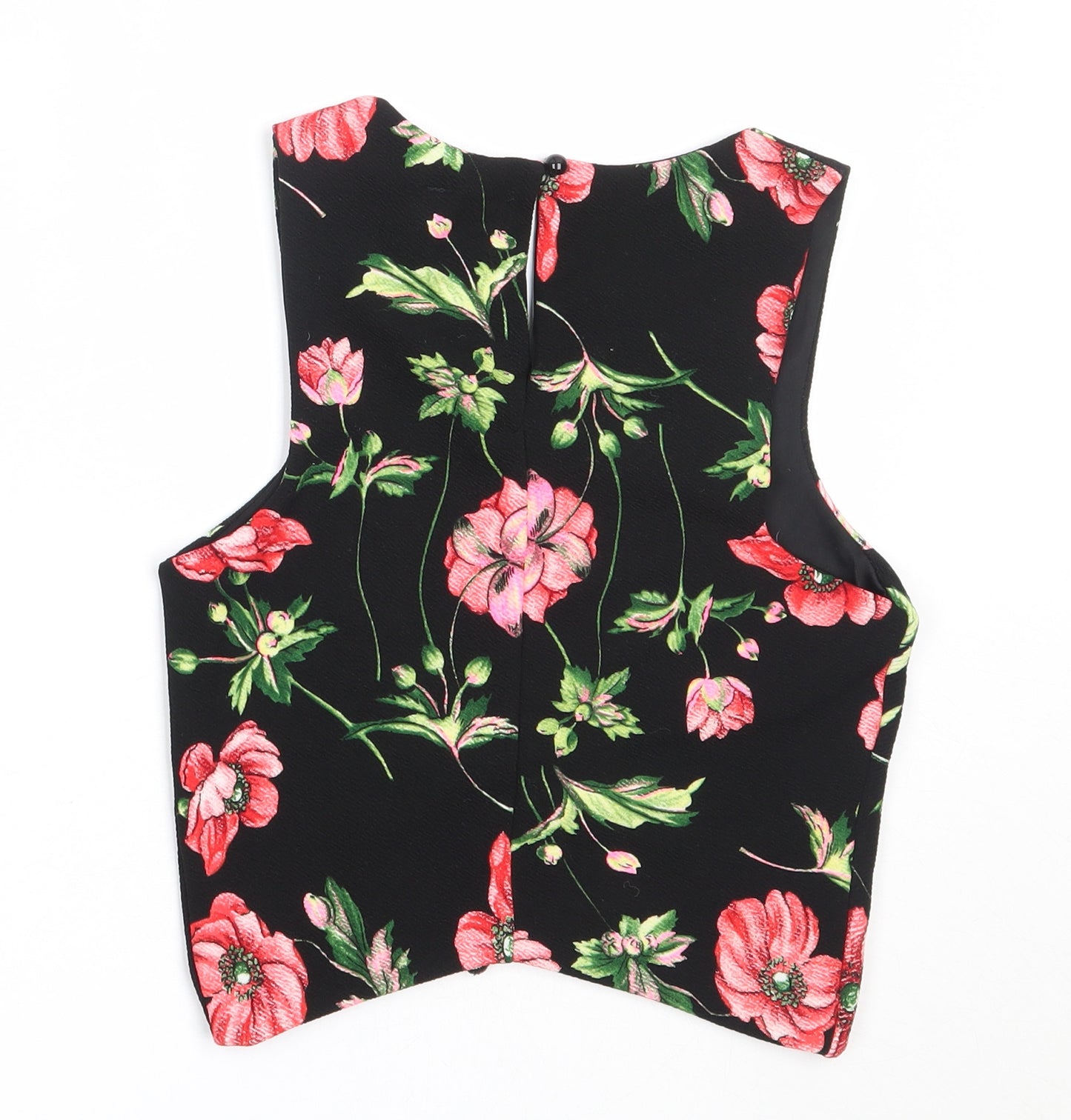 New Look Girls Black Floral Polyester Basic Blouse Size 12-13 Years V-Neck