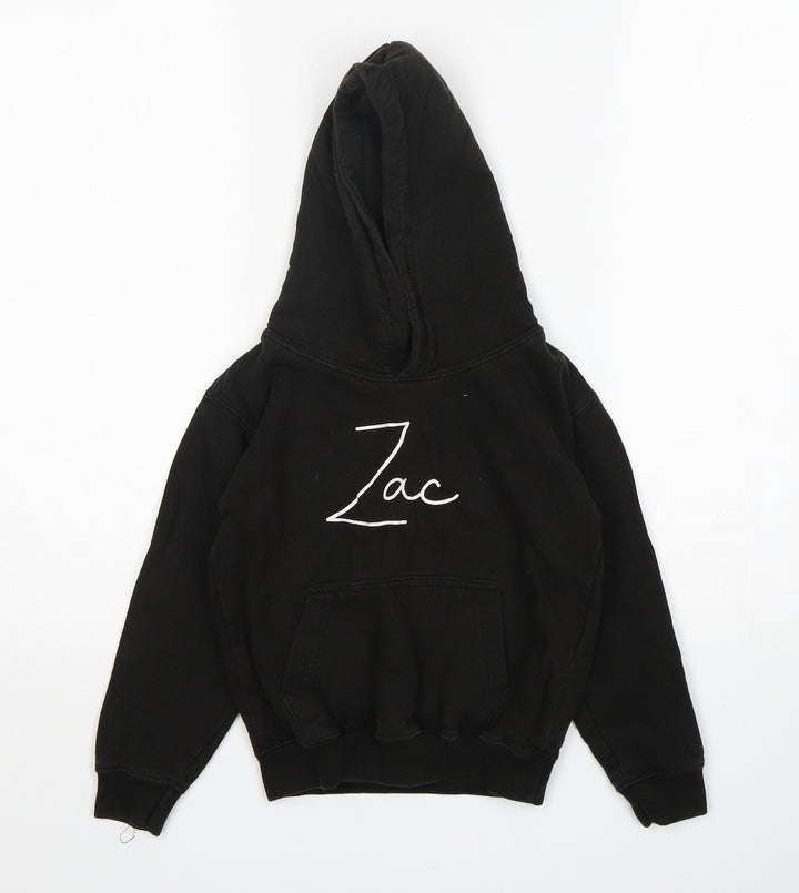 Awdis Boys Black  Cotton Pullover Hoodie Size 5-6 Years   - Zac