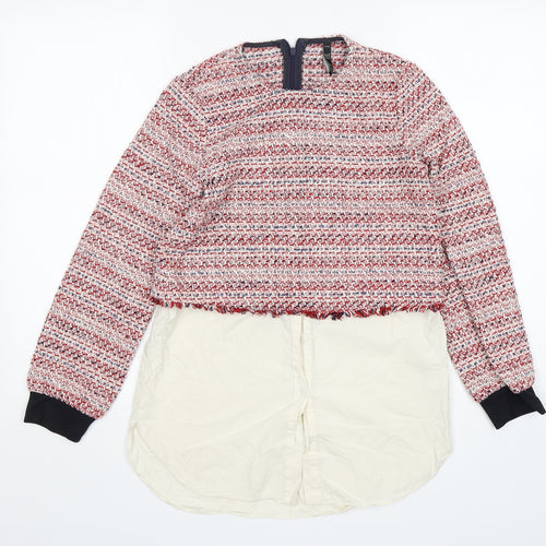 Zara Womens Multicoloured Round Neck  Cotton Pullover Jumper Size XS