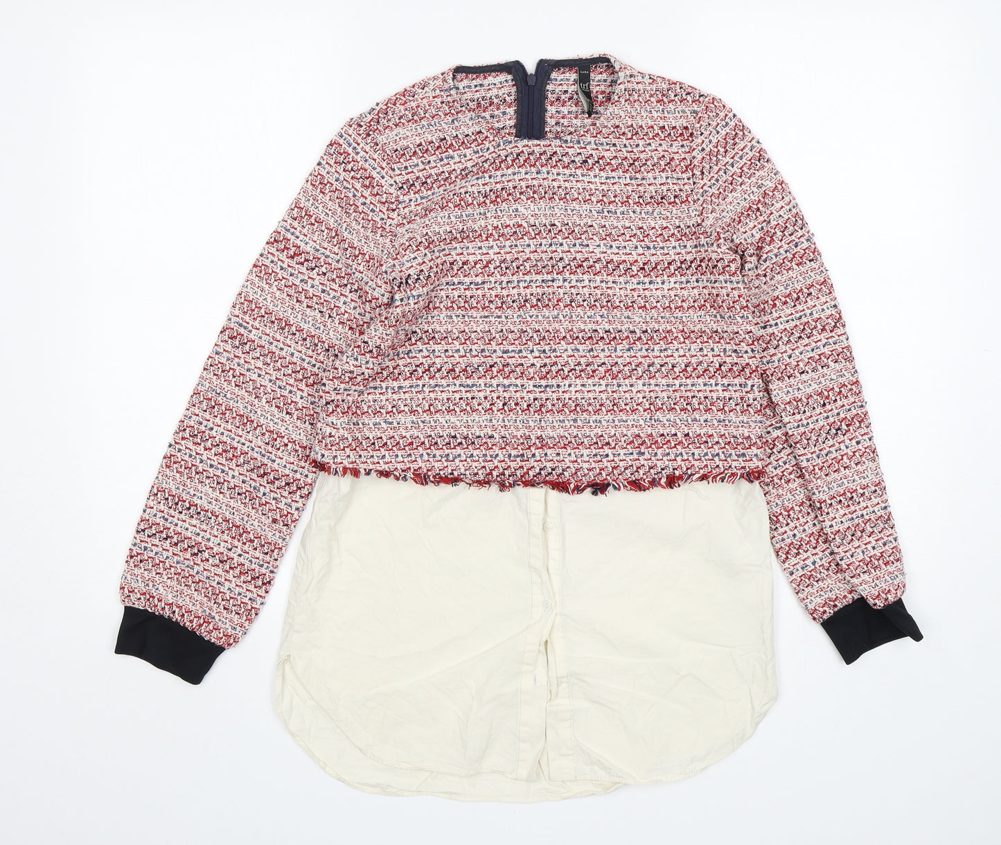 Zara Womens Multicoloured Round Neck  Cotton Pullover Jumper Size XS