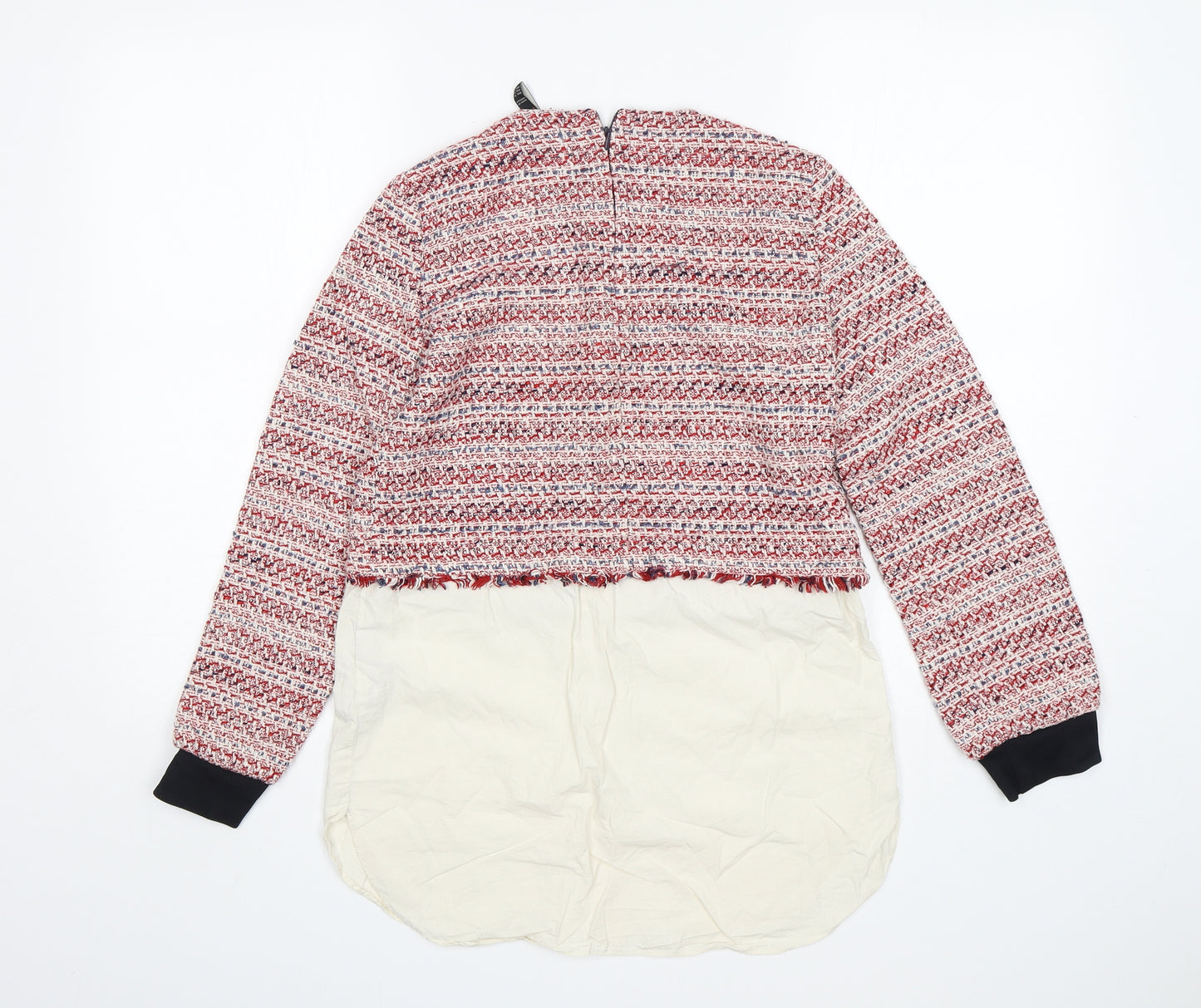Zara Womens Multicoloured Round Neck  Cotton Pullover Jumper Size XS