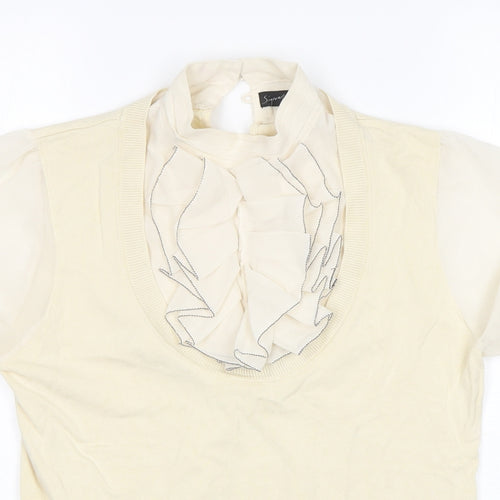 NEXT Womens Beige Round Neck  Viscose Pullover Jumper Size 14