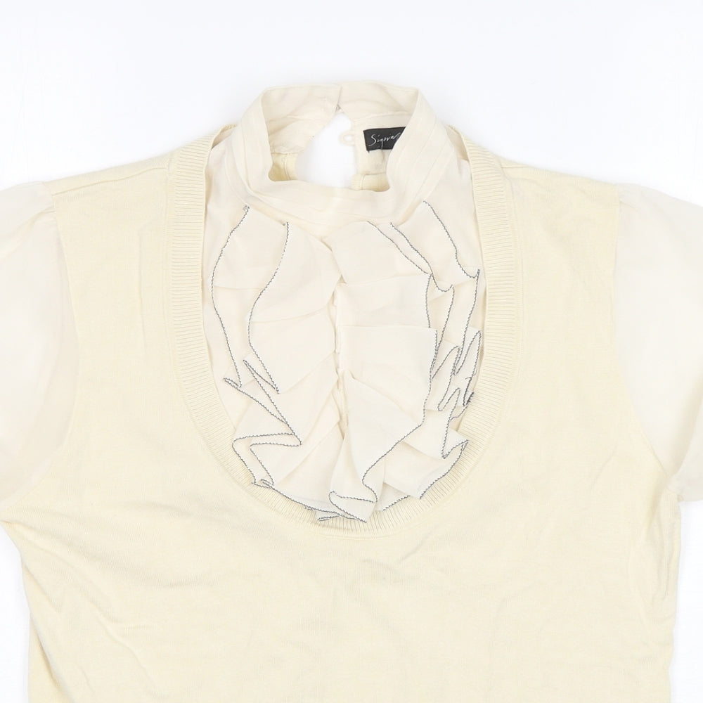 NEXT Womens Beige Round Neck  Viscose Pullover Jumper Size 14