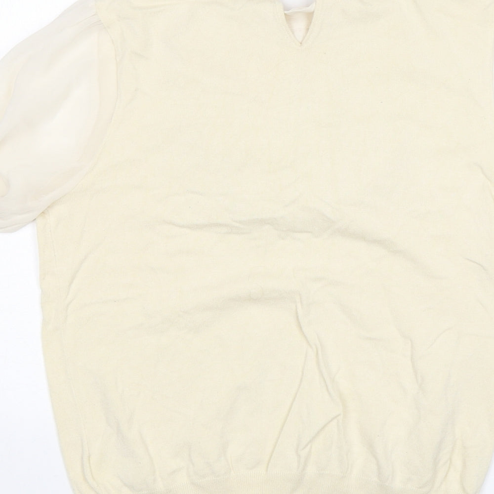 NEXT Womens Beige Round Neck  Viscose Pullover Jumper Size 14