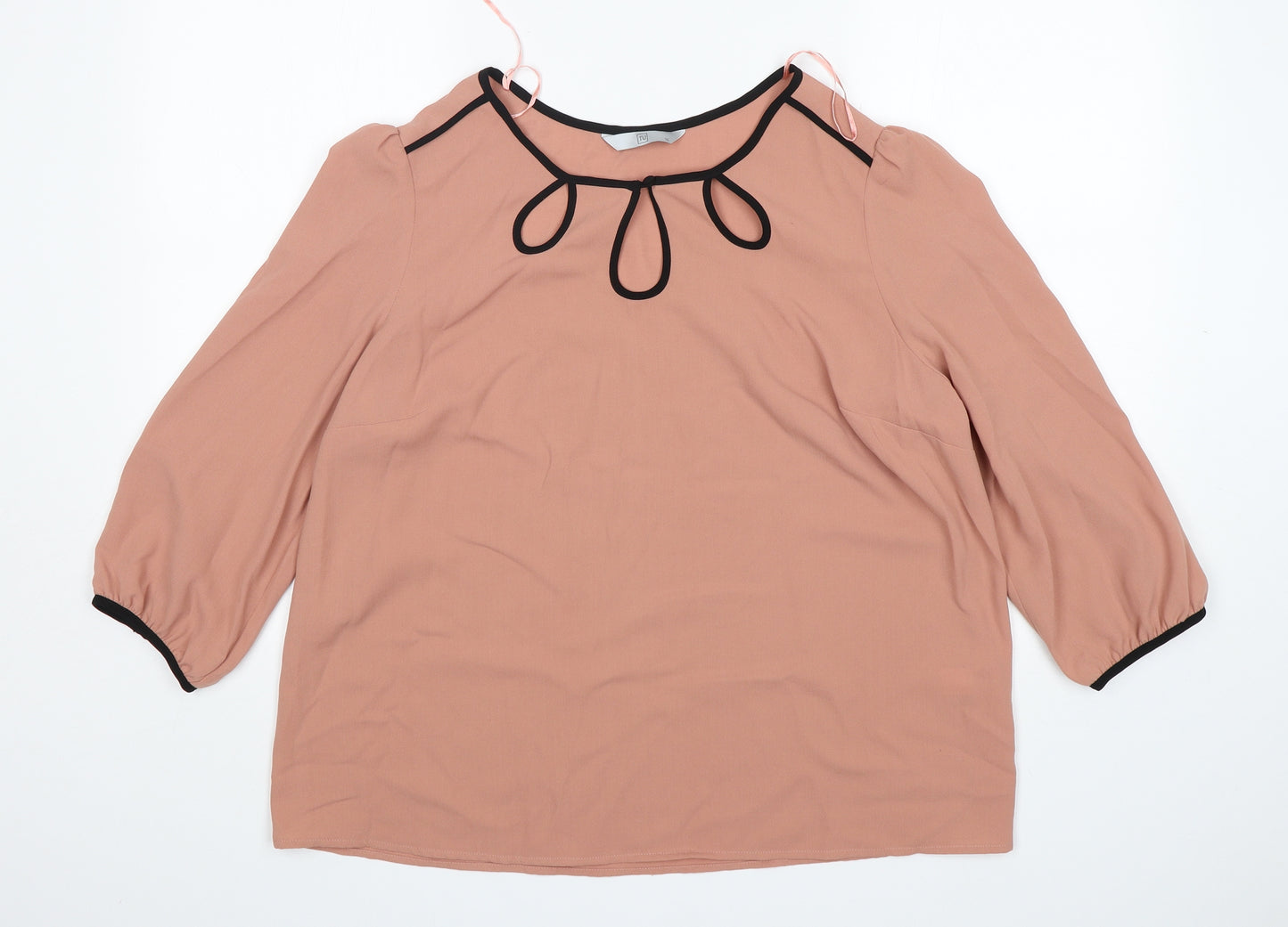 TU Womens Pink  Polyester Basic Blouse Size 16 Round Neck