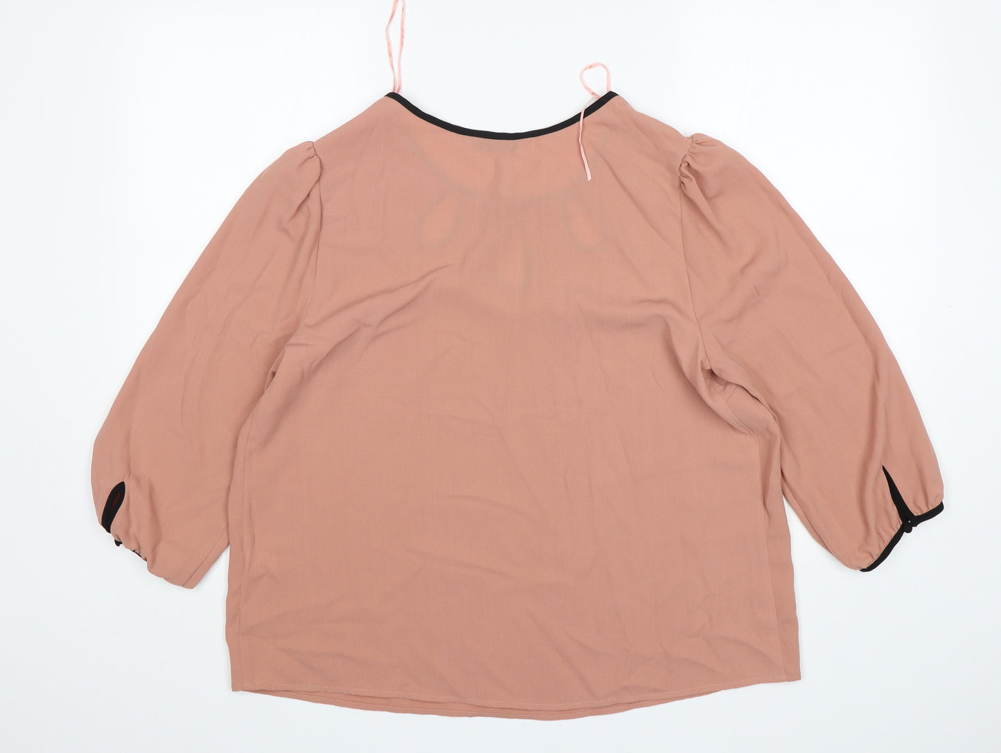 TU Womens Pink  Polyester Basic Blouse Size 16 Round Neck