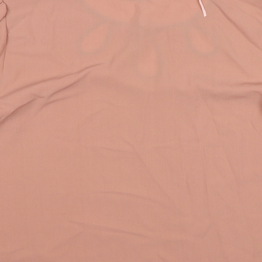 TU Womens Pink  Polyester Basic Blouse Size 16 Round Neck
