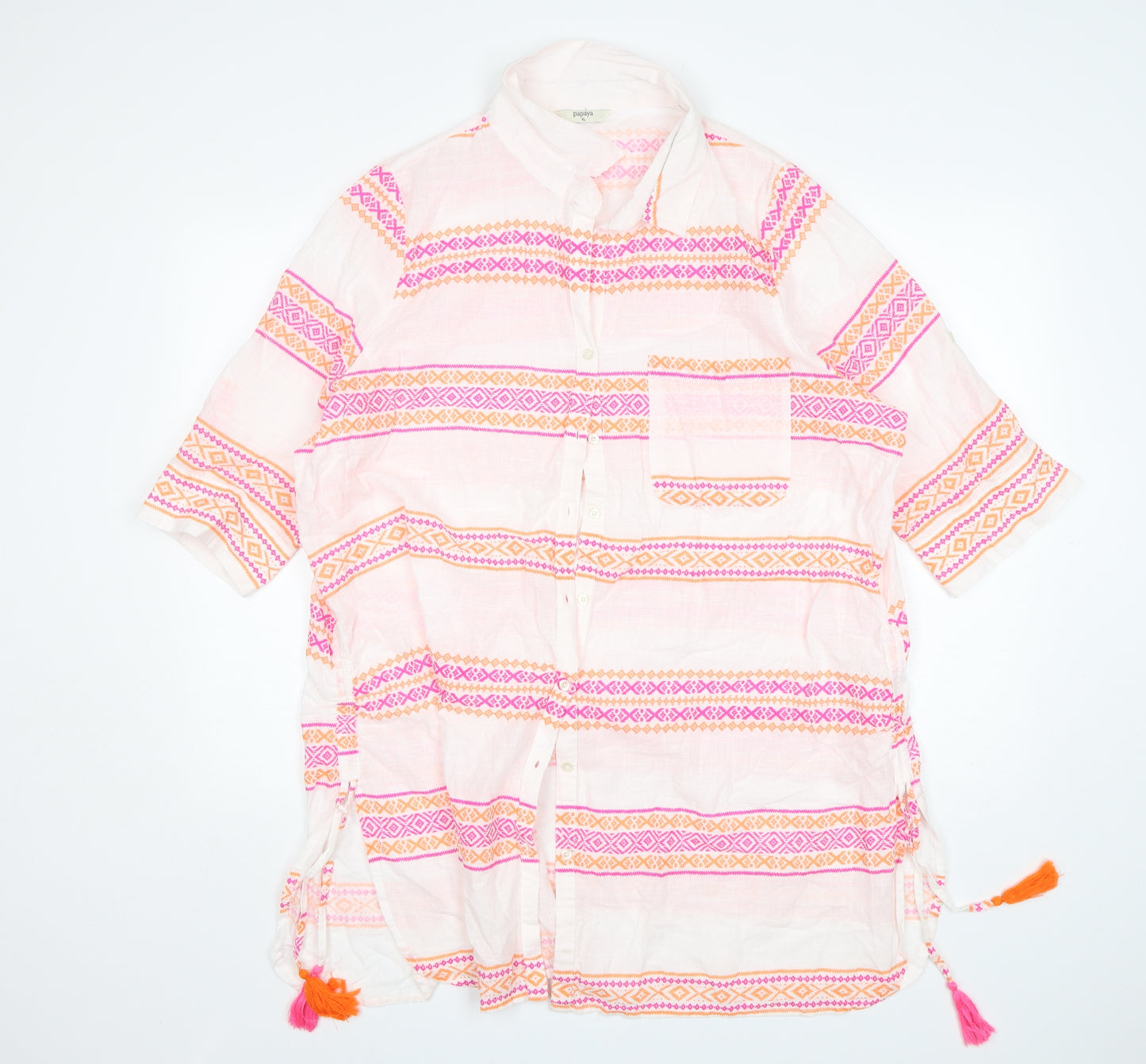 Papaya Womens Multicoloured Striped Cotton Shirt Dress  Size XL  Collared