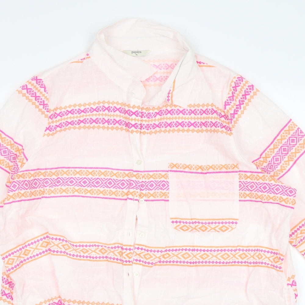 Papaya Womens Multicoloured Striped Cotton Shirt Dress  Size XL  Collared