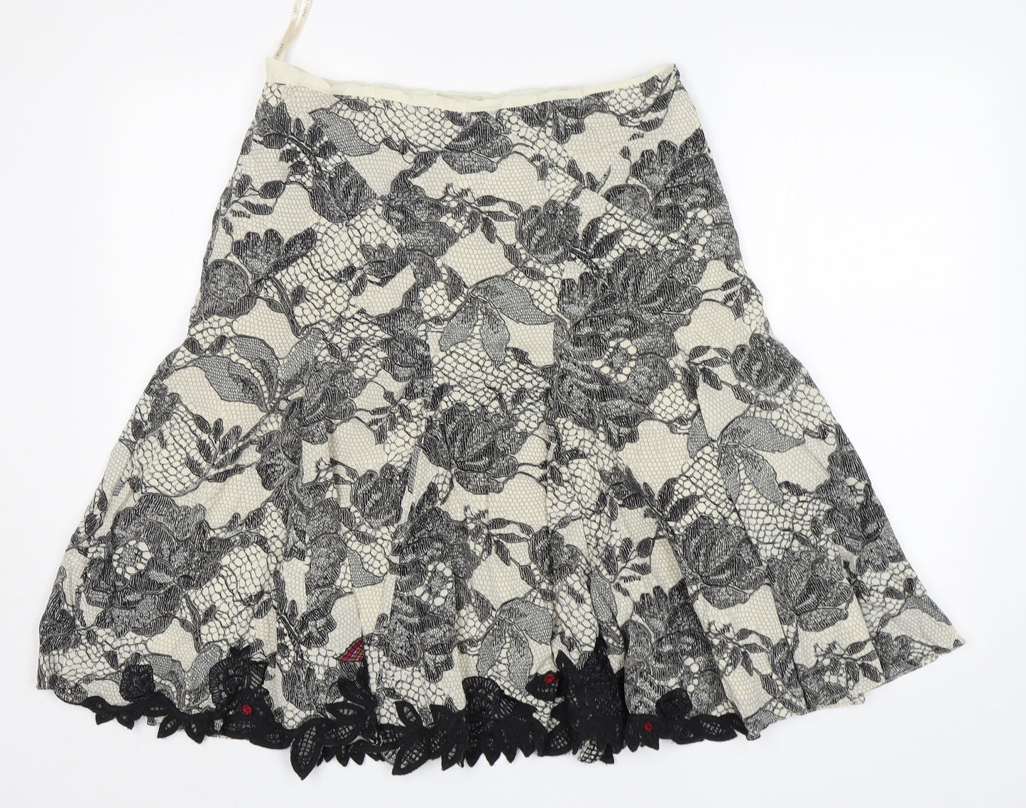 Karen Millen Womens Multicoloured Floral Silk A-Line Skirt Size 14
