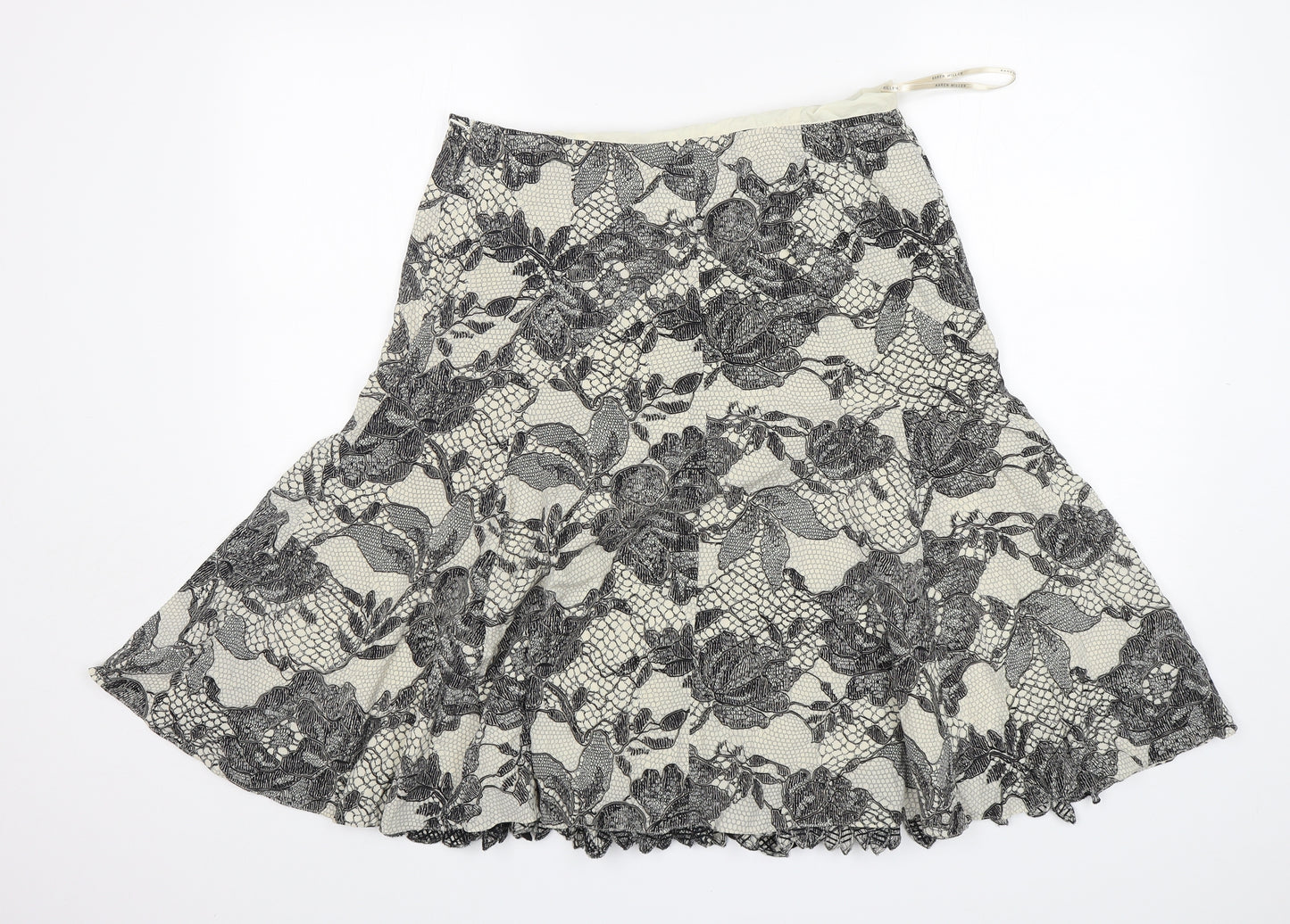 Karen Millen Womens Multicoloured Floral Silk A-Line Skirt Size 14
