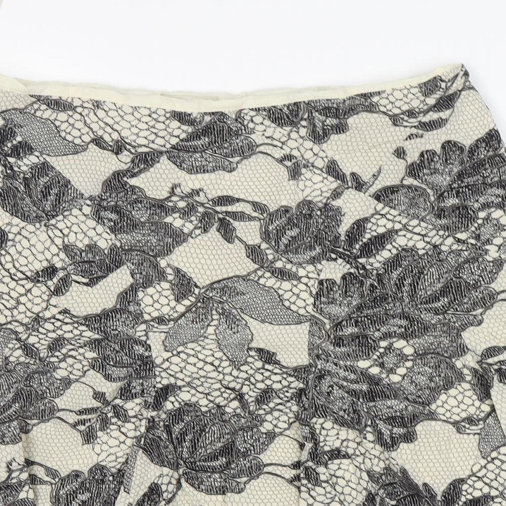 Karen Millen Womens Multicoloured Floral Silk A-Line Skirt Size 14