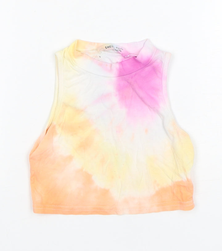 Shein  Girls Multicoloured  Cotton Basic Tank Size 7 Years Round Neck