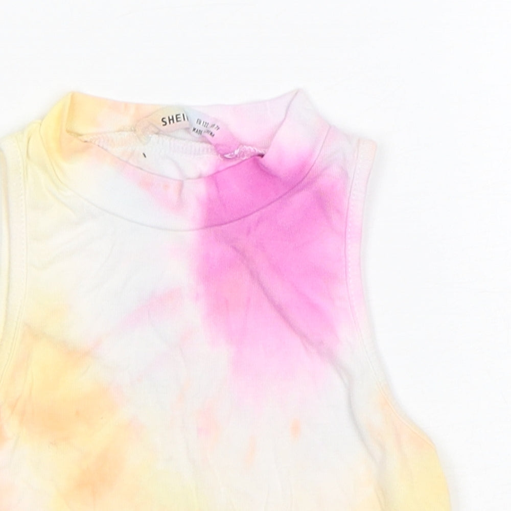 Shein  Girls Multicoloured  Cotton Basic Tank Size 7 Years Round Neck