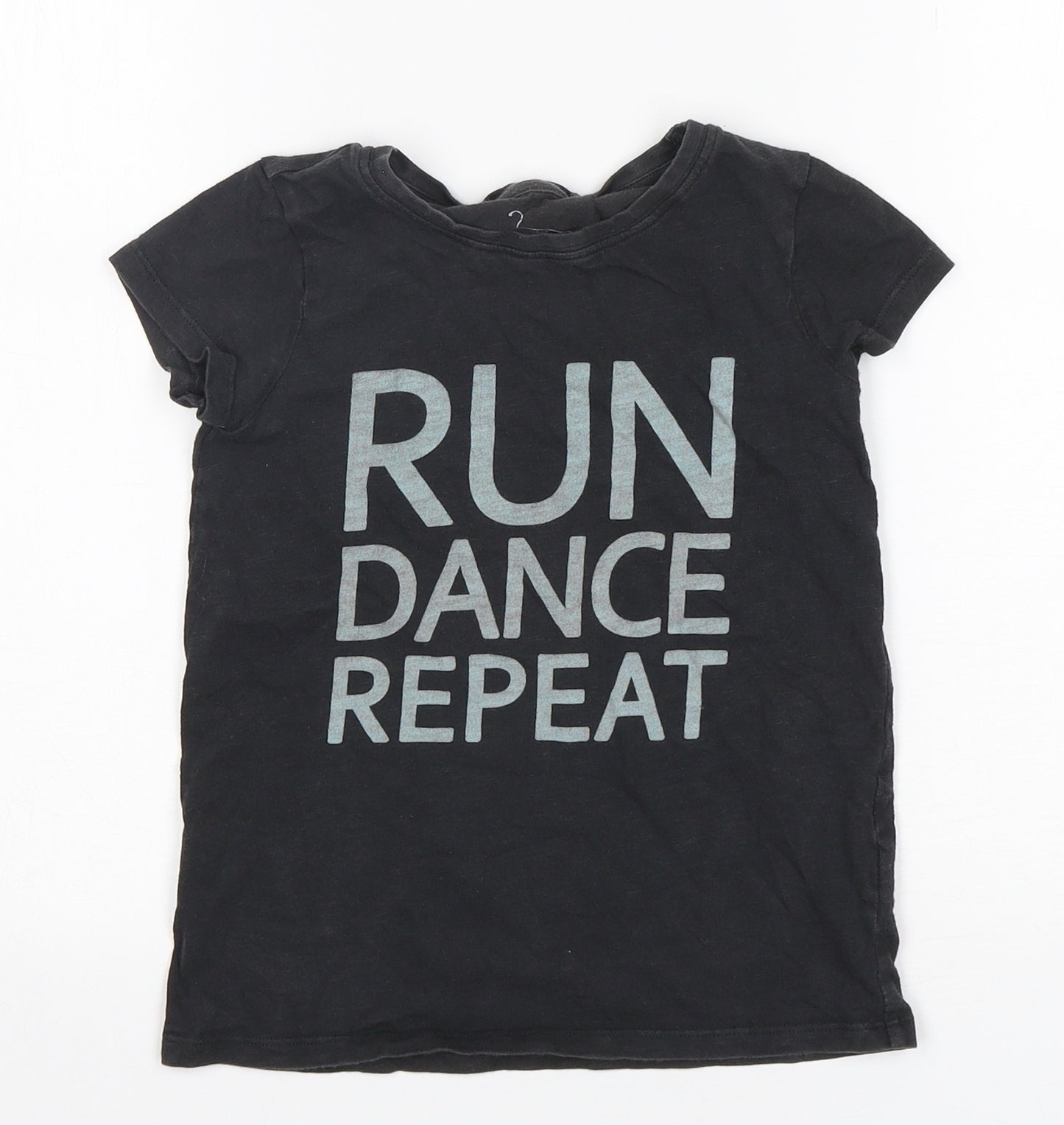 NEXT Girls Black  Cotton Basic T-Shirt Size 5 Years Round Neck