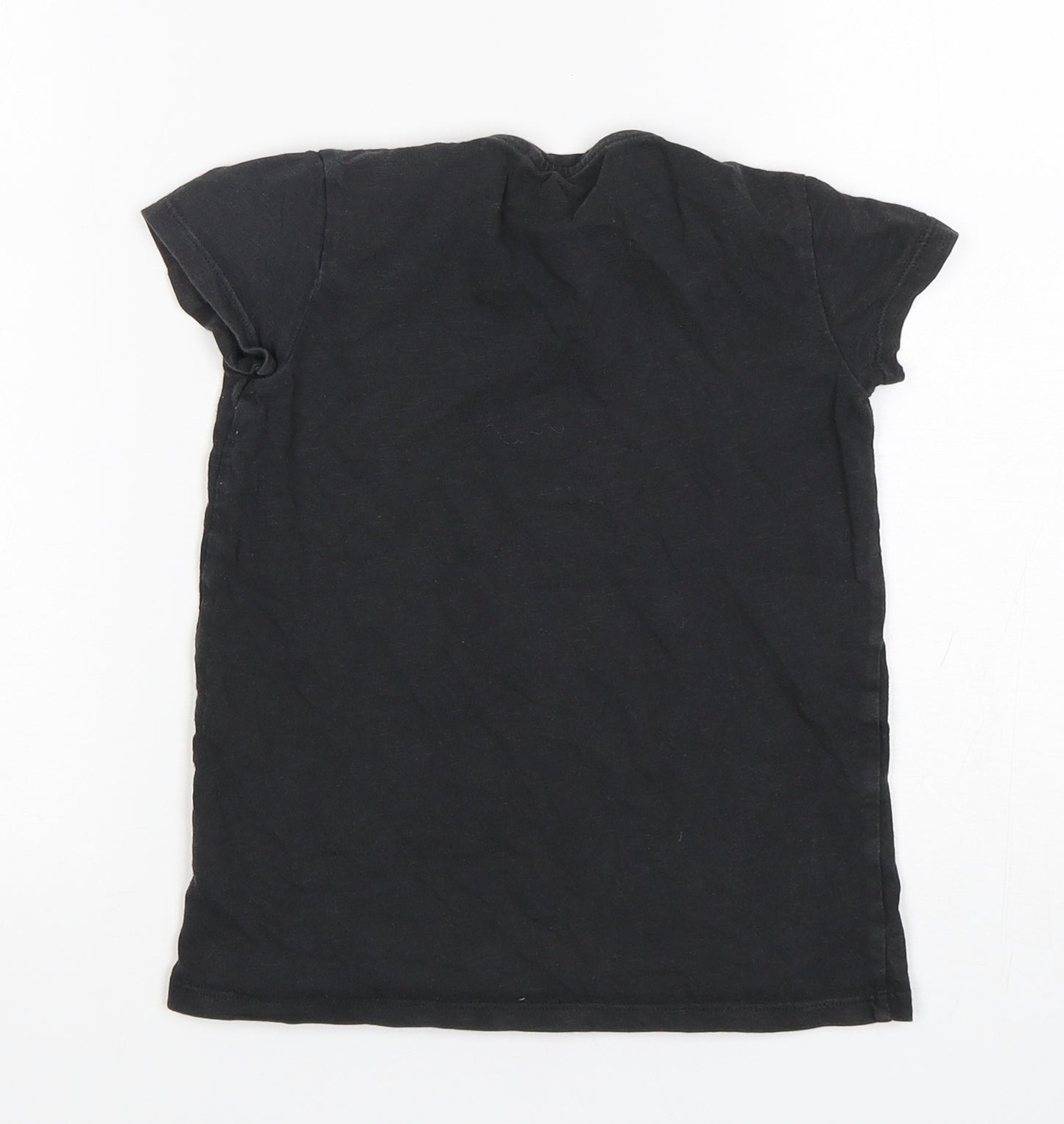 NEXT Girls Black  Cotton Basic T-Shirt Size 5 Years Round Neck