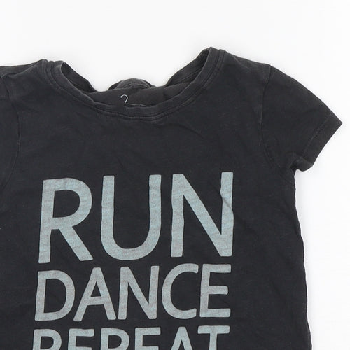 NEXT Girls Black  Cotton Basic T-Shirt Size 5 Years Round Neck